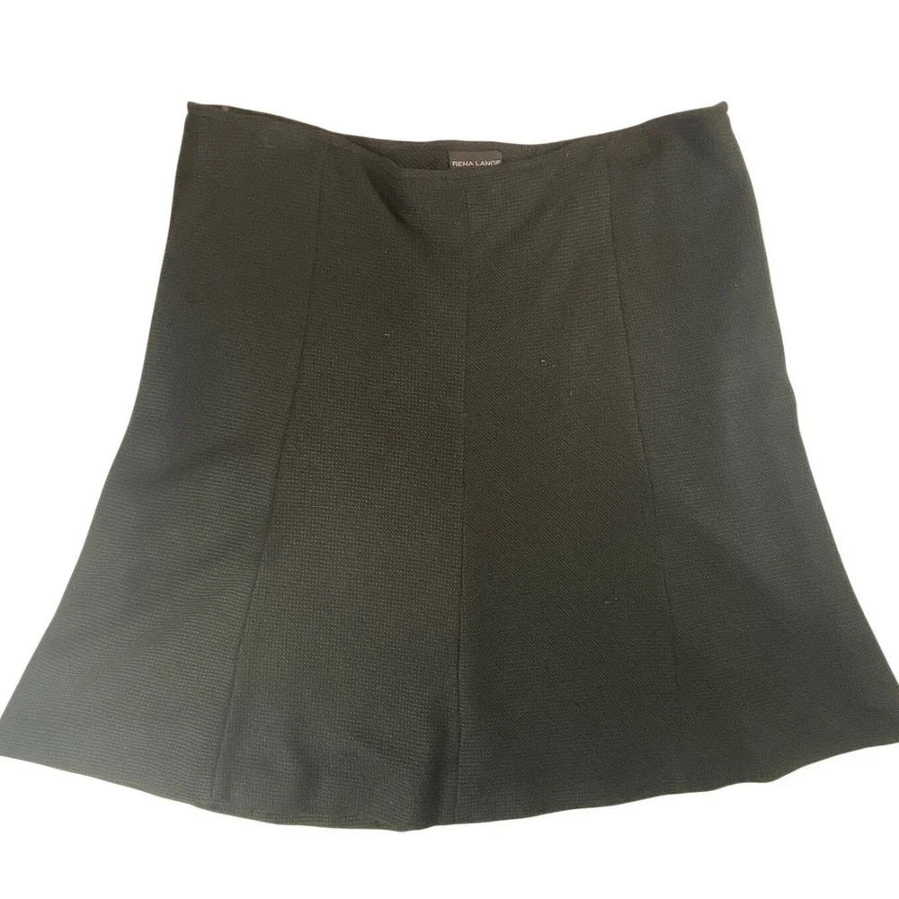 Rena Lange Black Textured Knit‎ A-Line Skirt Silk Blend Made in Germany Size 14